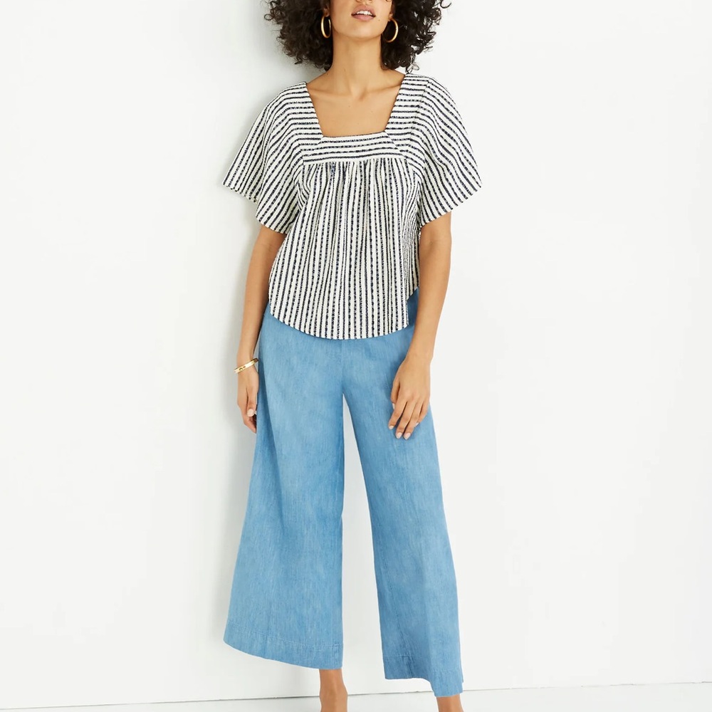 Madewell Chambray Huston Pull-On Crop Pants